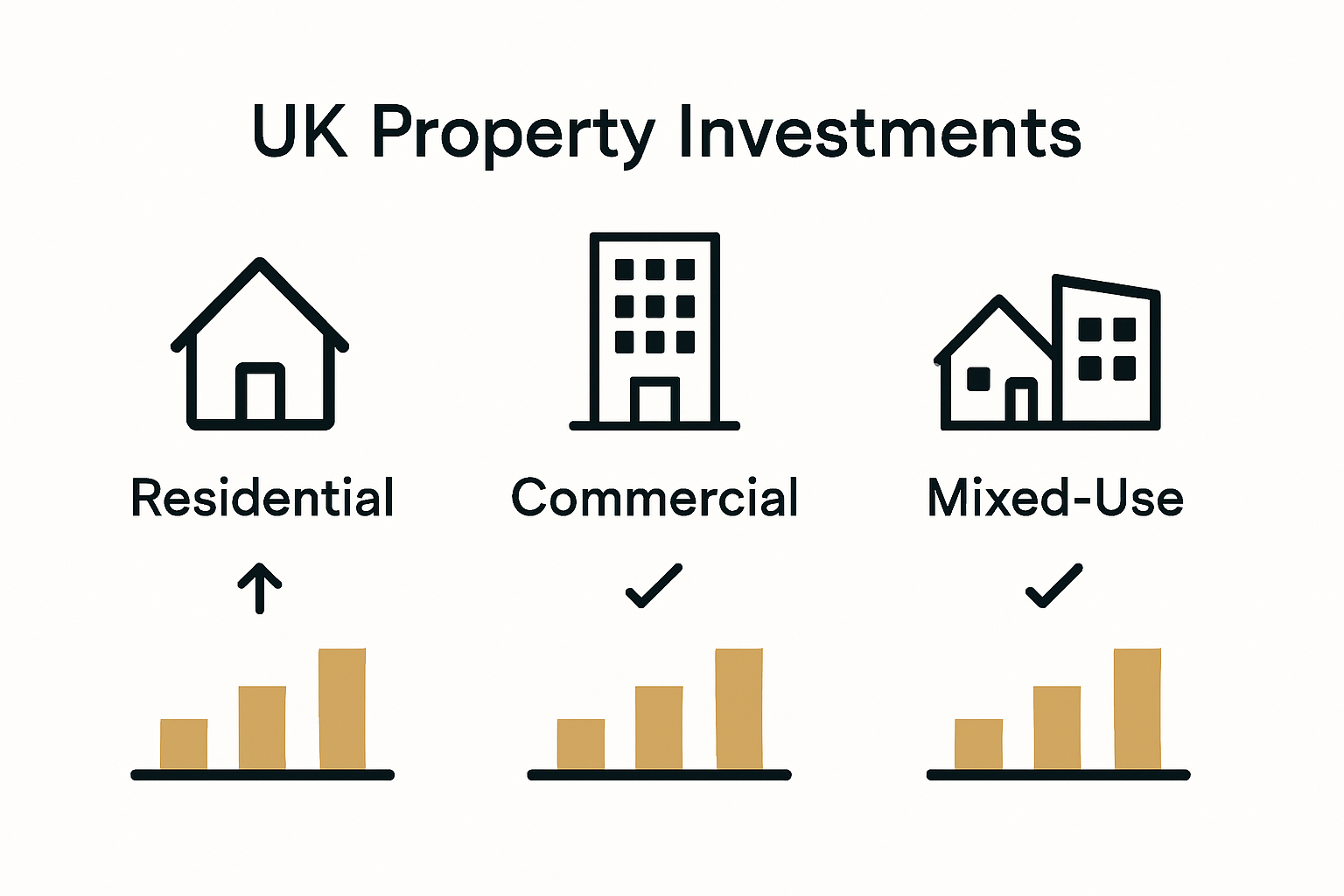 Visual comparison chart of UK property investment types and their returns