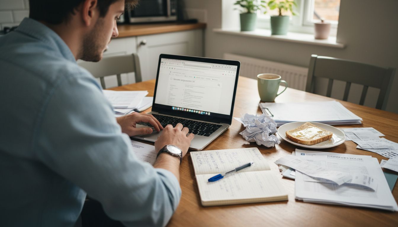 Entrepreneur registering UK business at home