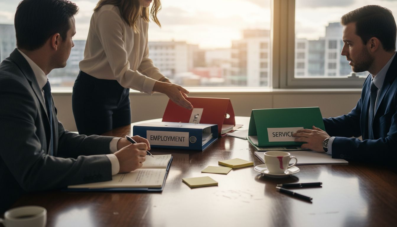 Team reviewing types of business contracts