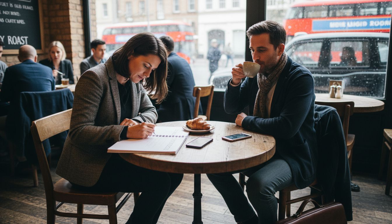 Mentoring meeting in busy UK café