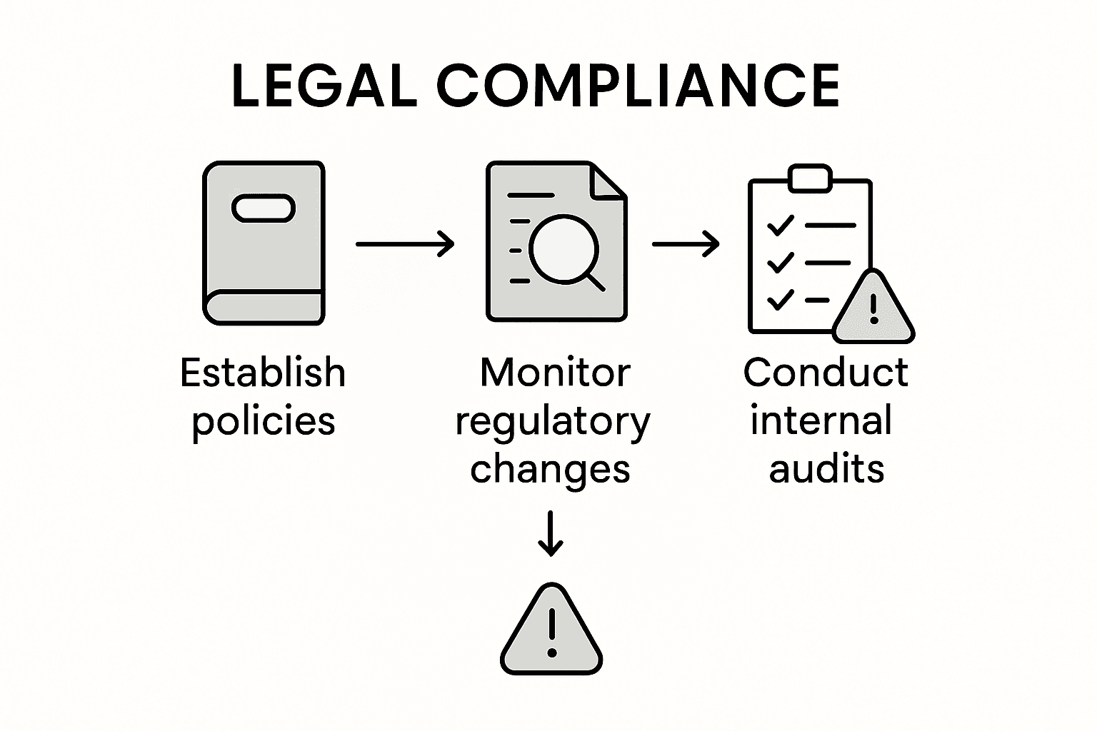 Infographic with UK compliance step flowchart