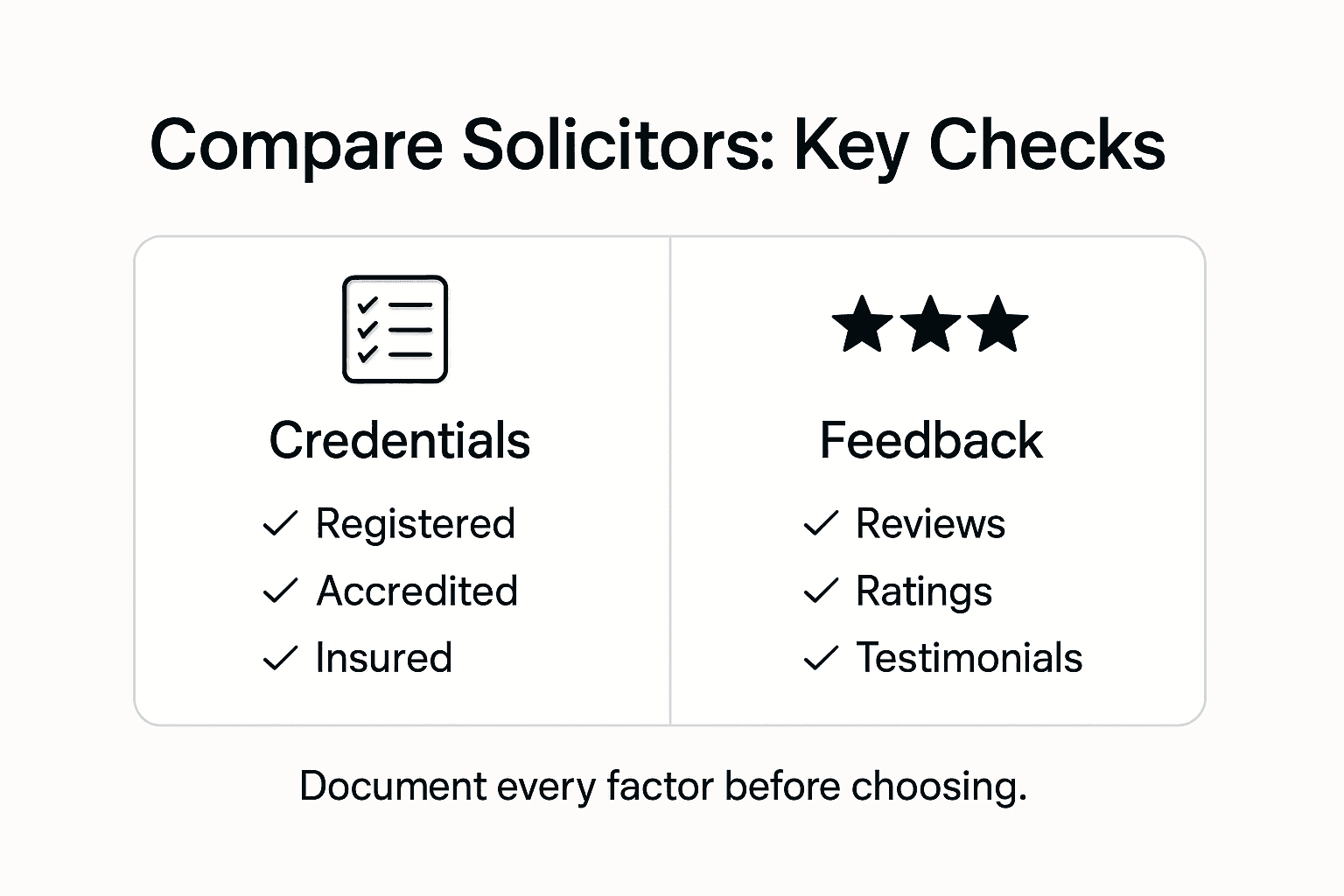 Infographic with solicitor comparison checklist