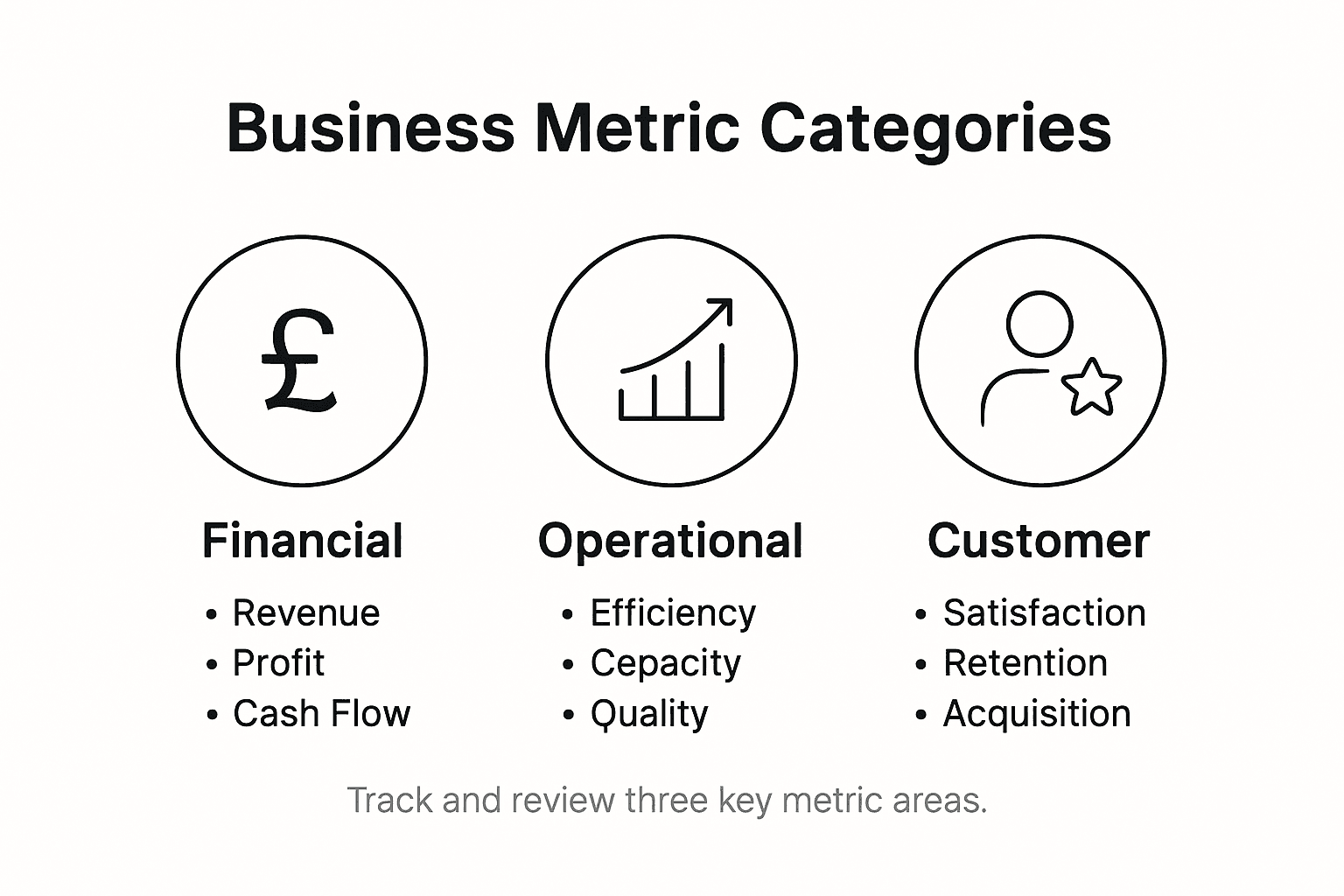 Infographic showing business metric categories overview