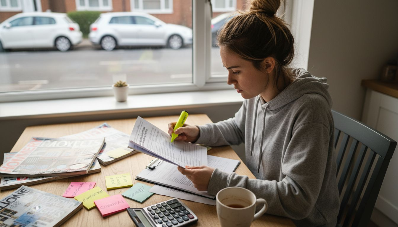 Woman reviewing UK property market reports