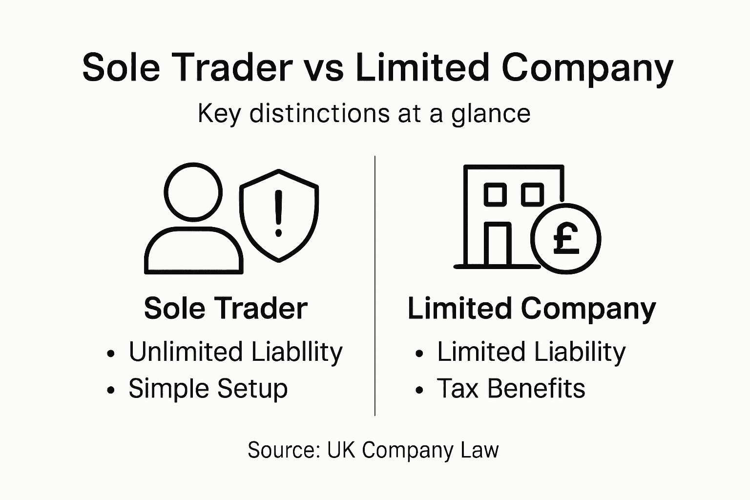 Infographic comparing sole trader and limited company