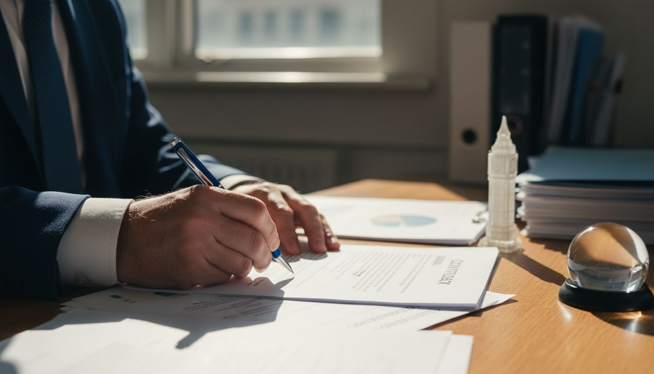 Business owner signs official UK contract