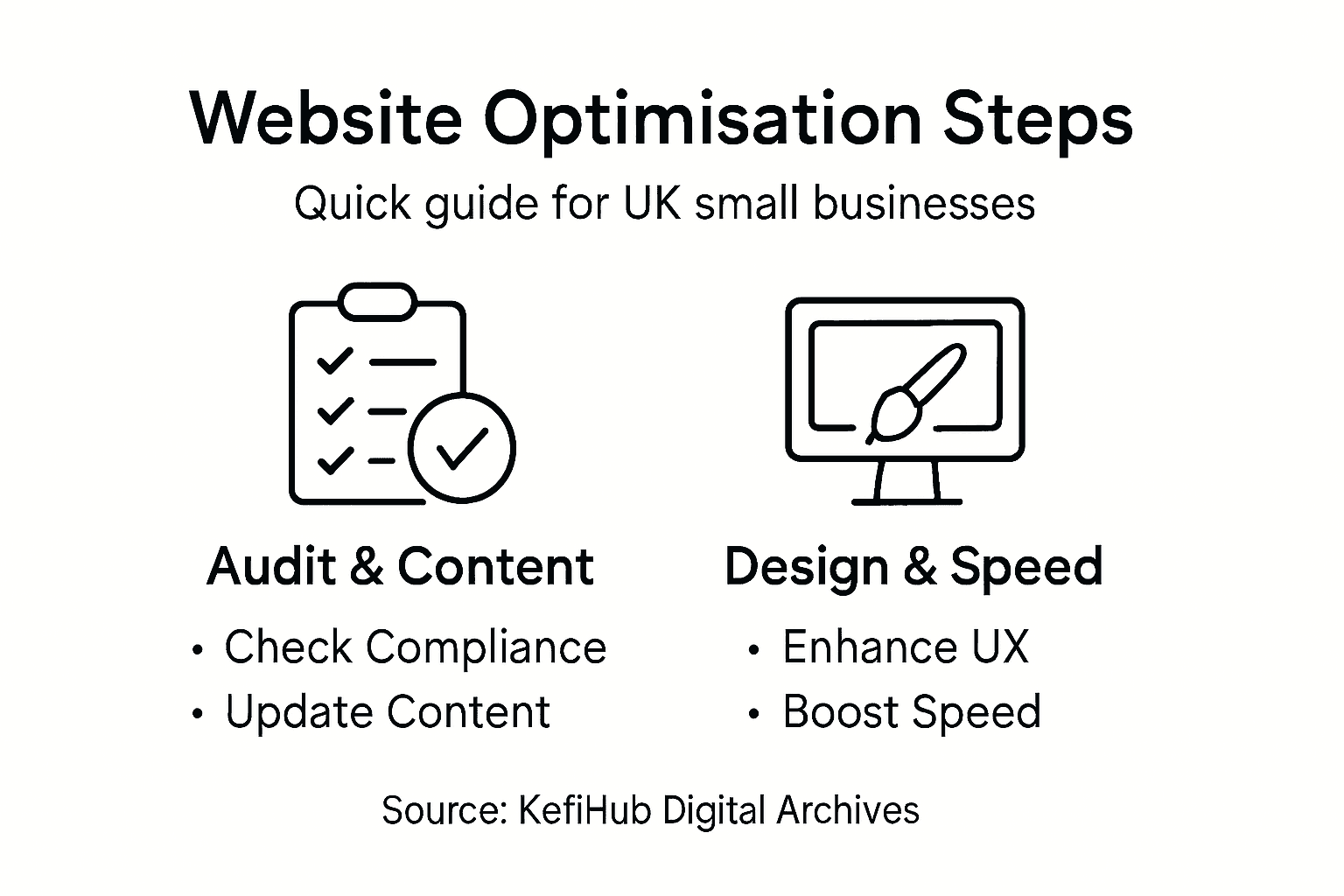 Infographic summarising SME website optimisation steps