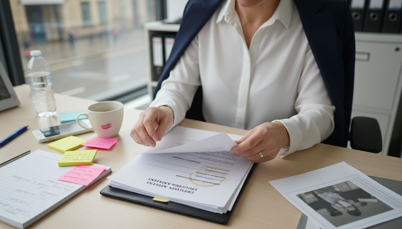 HR manager reviewing employment contracts