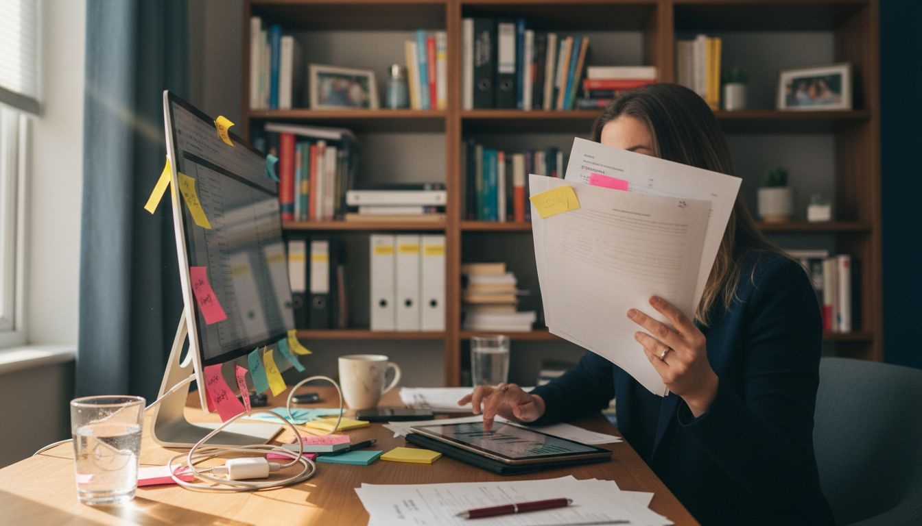 Owner reviewing UK website compliance paperwork