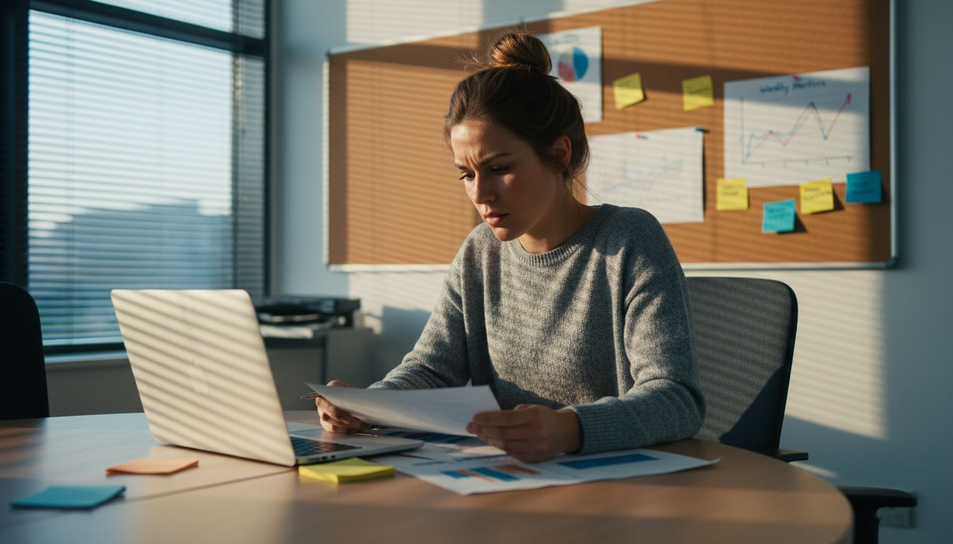 Small business owner tracking KPIs