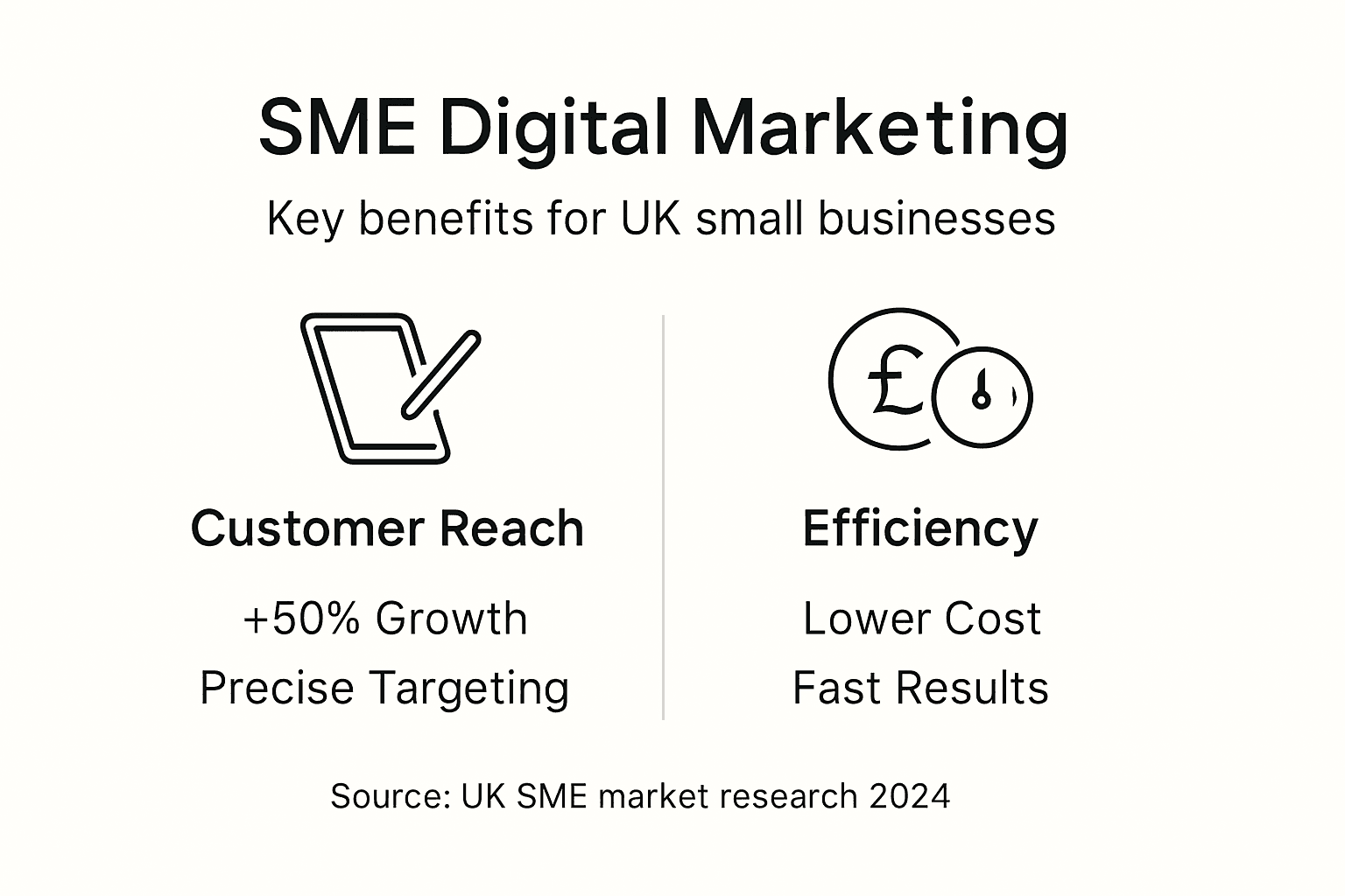 Infographic showing key benefits of digital marketing