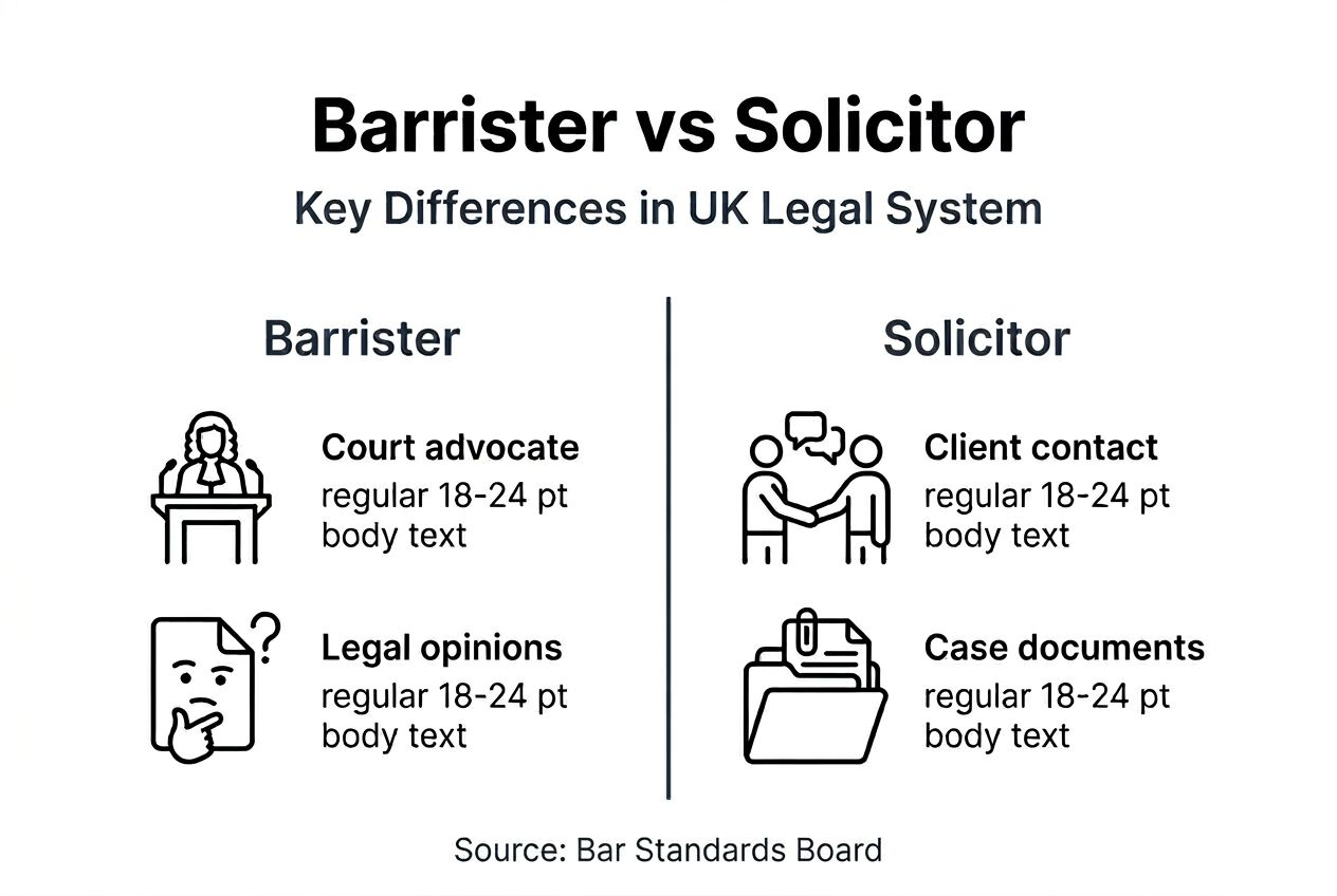 Infographic comparing barrister and solicitor roles