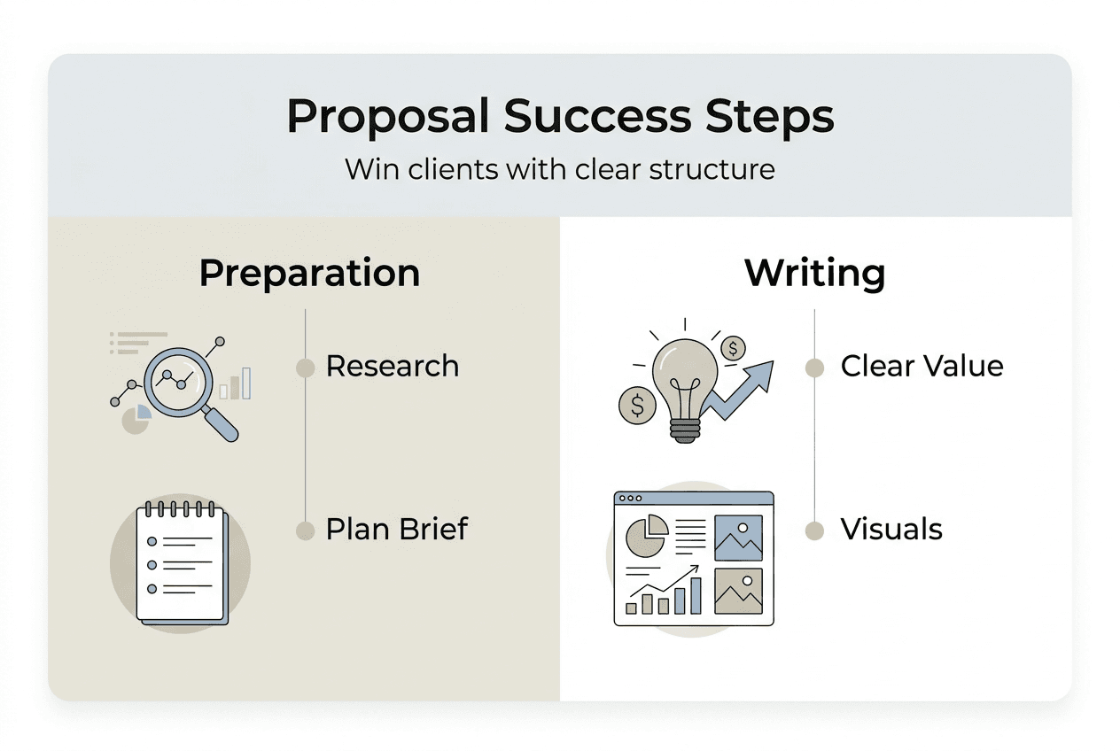 Infographic step summary for winning proposals