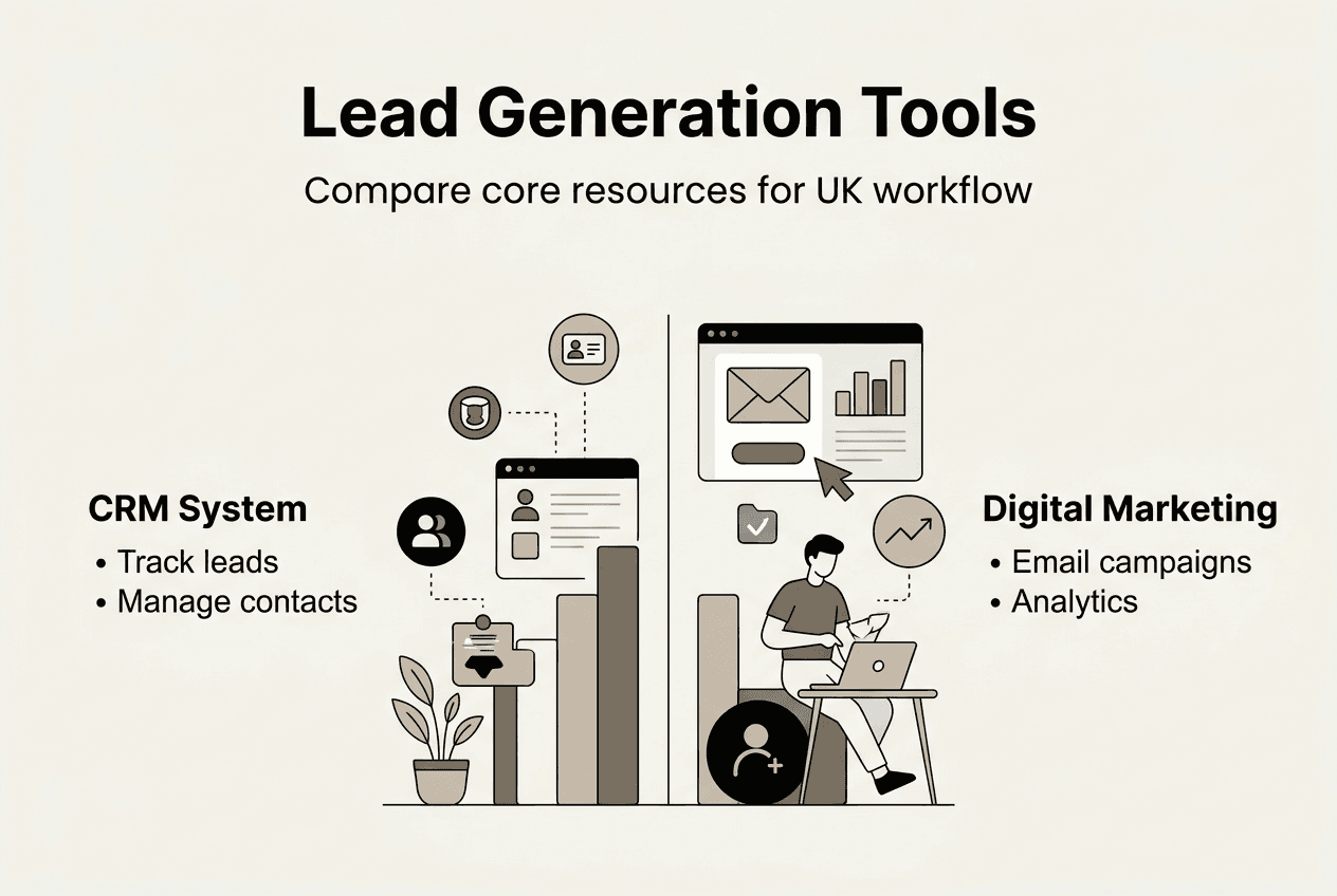 Infographic comparing UK lead gen tools