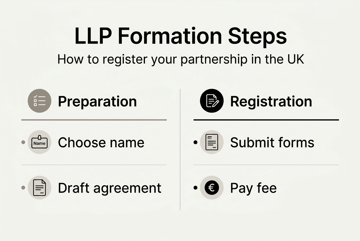 Infographic showing LLP registration steps overview