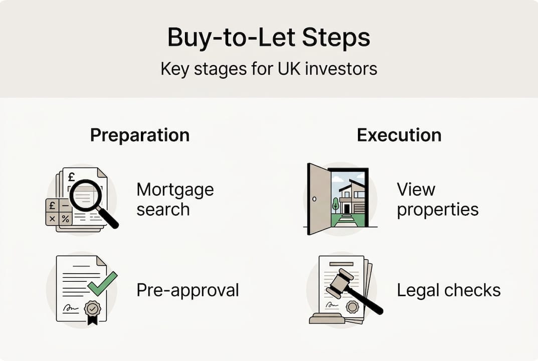Infographic outlining UK buy-to-let steps