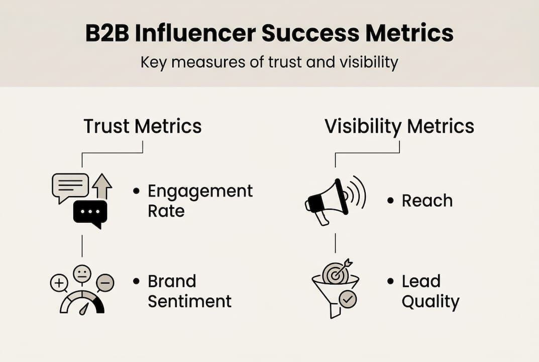 Infographic with B2B influencer trust and visibility metrics
