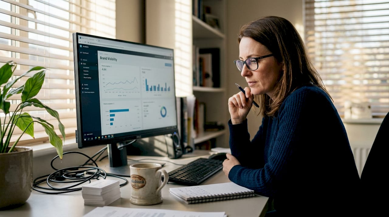 Advisor reviewing brand analytics dashboard