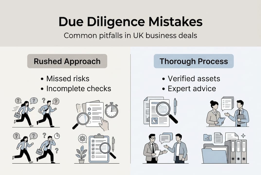 Infographic showing due diligence mistakes comparison