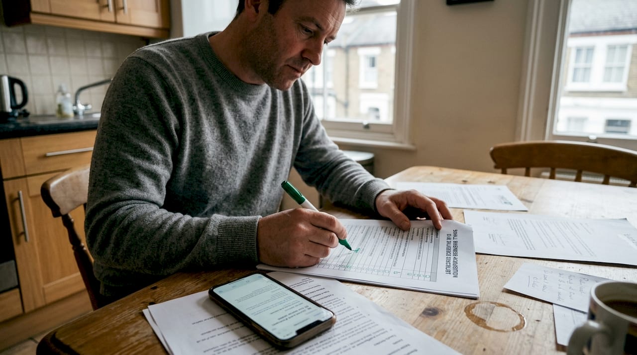 Business owner marking due diligence checklist