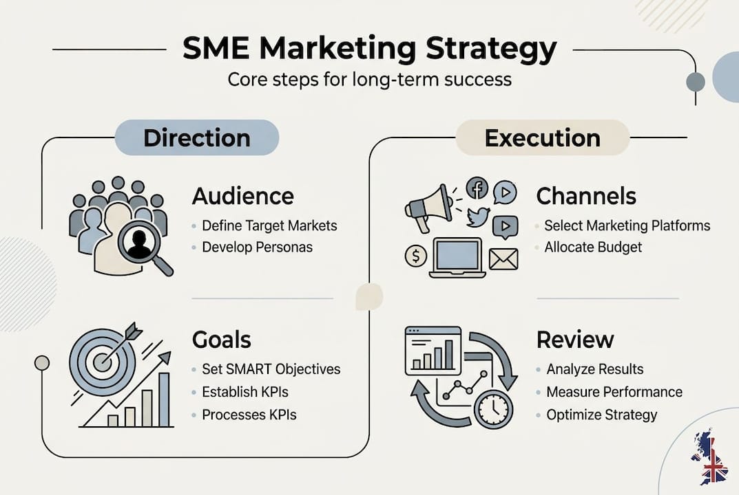 Infographic showing SME strategy core steps