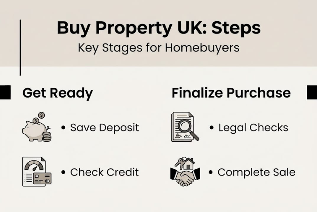 Infographic summarizing UK homebuying steps