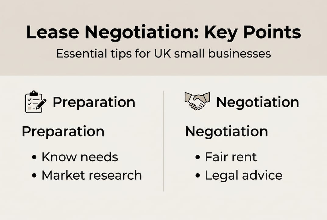 Infographic summarising UK lease negotiation essentials