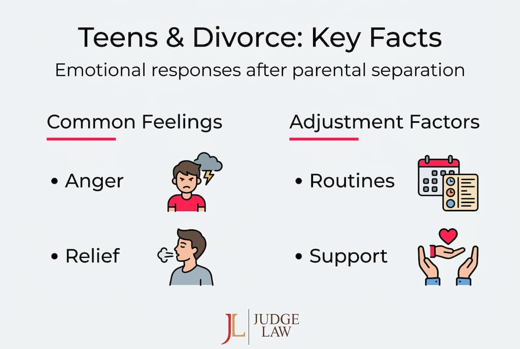 Infographic summarizing teen divorce emotional impacts