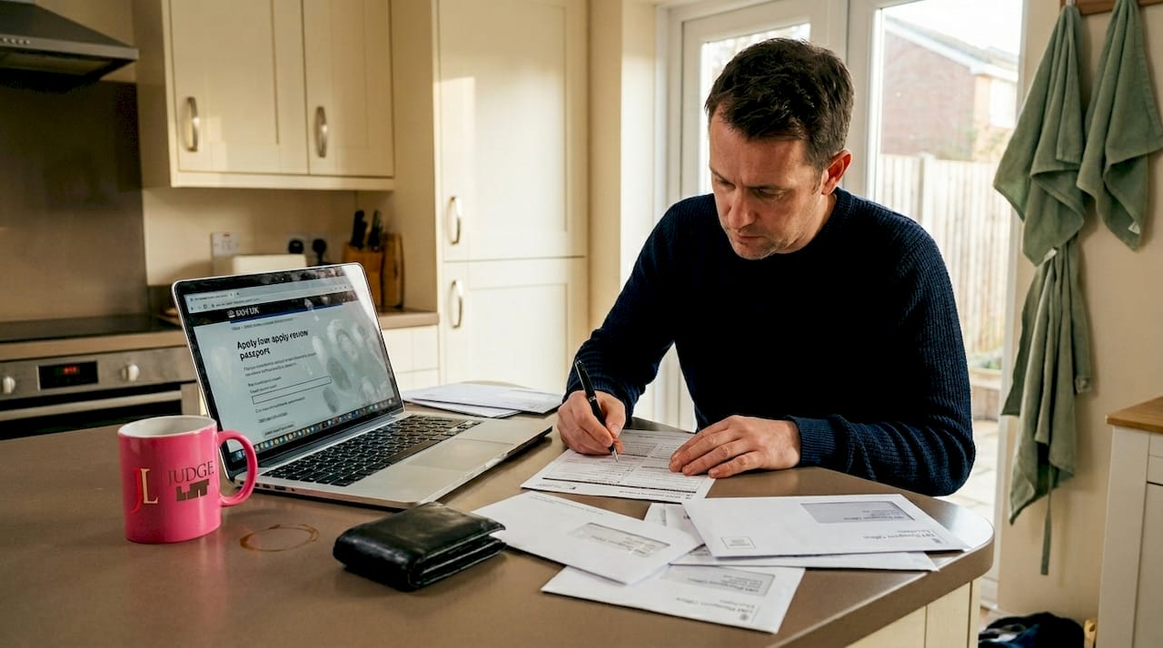 Man updating passport paperwork after name change