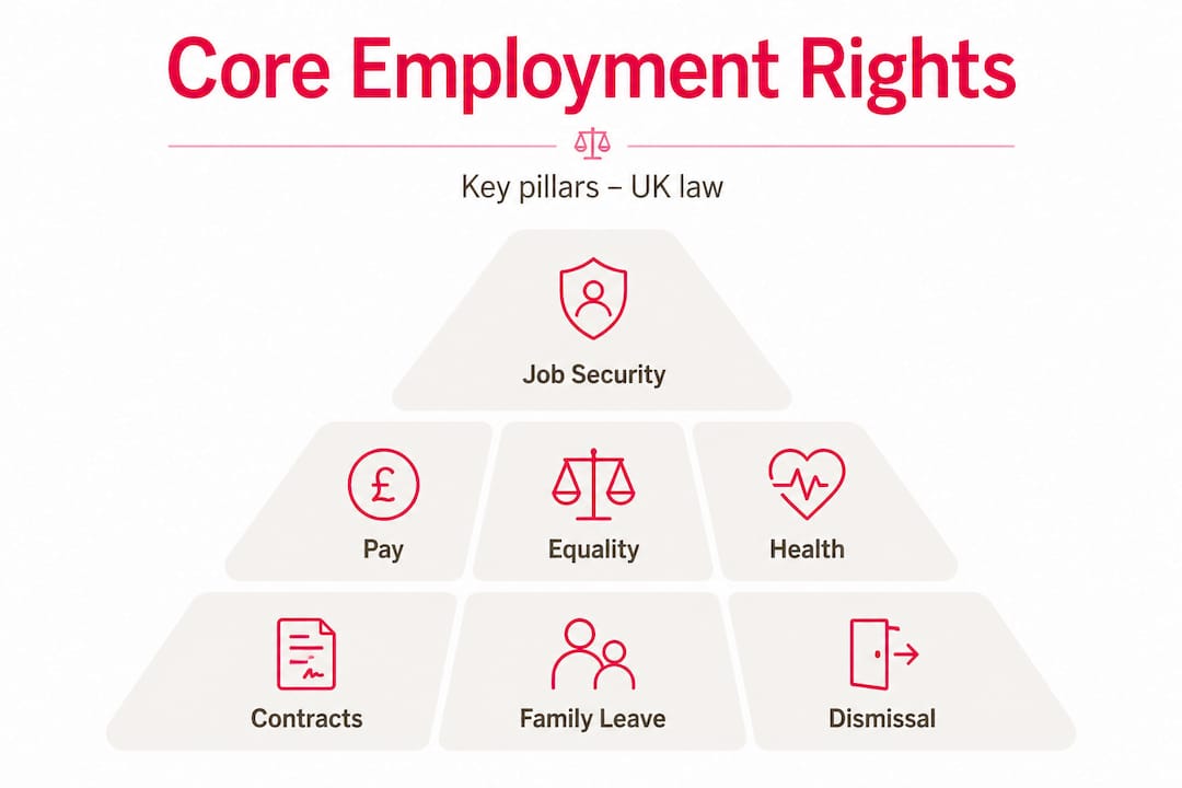 Hierarchy infographic showing pillars of UK employment law