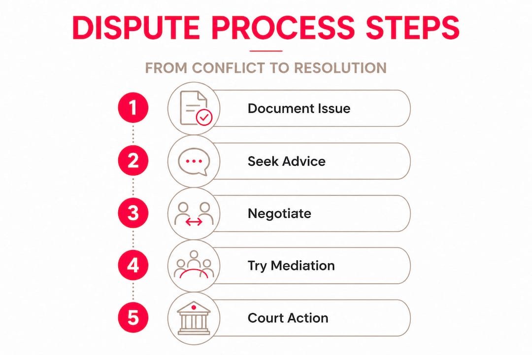 Infographic showing property dispute process steps