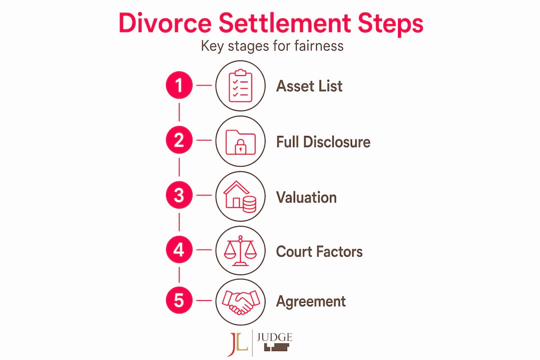 Infographic outlines stages of divorce financial settlement