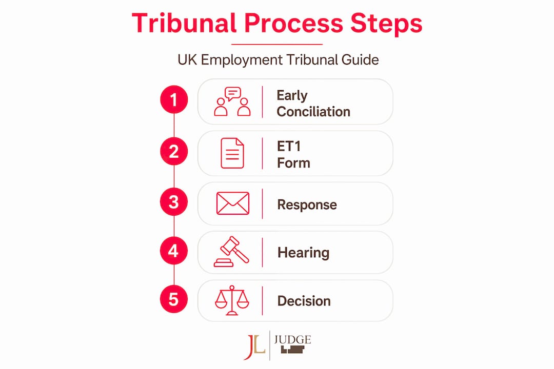 Employment tribunal process step by step infographic