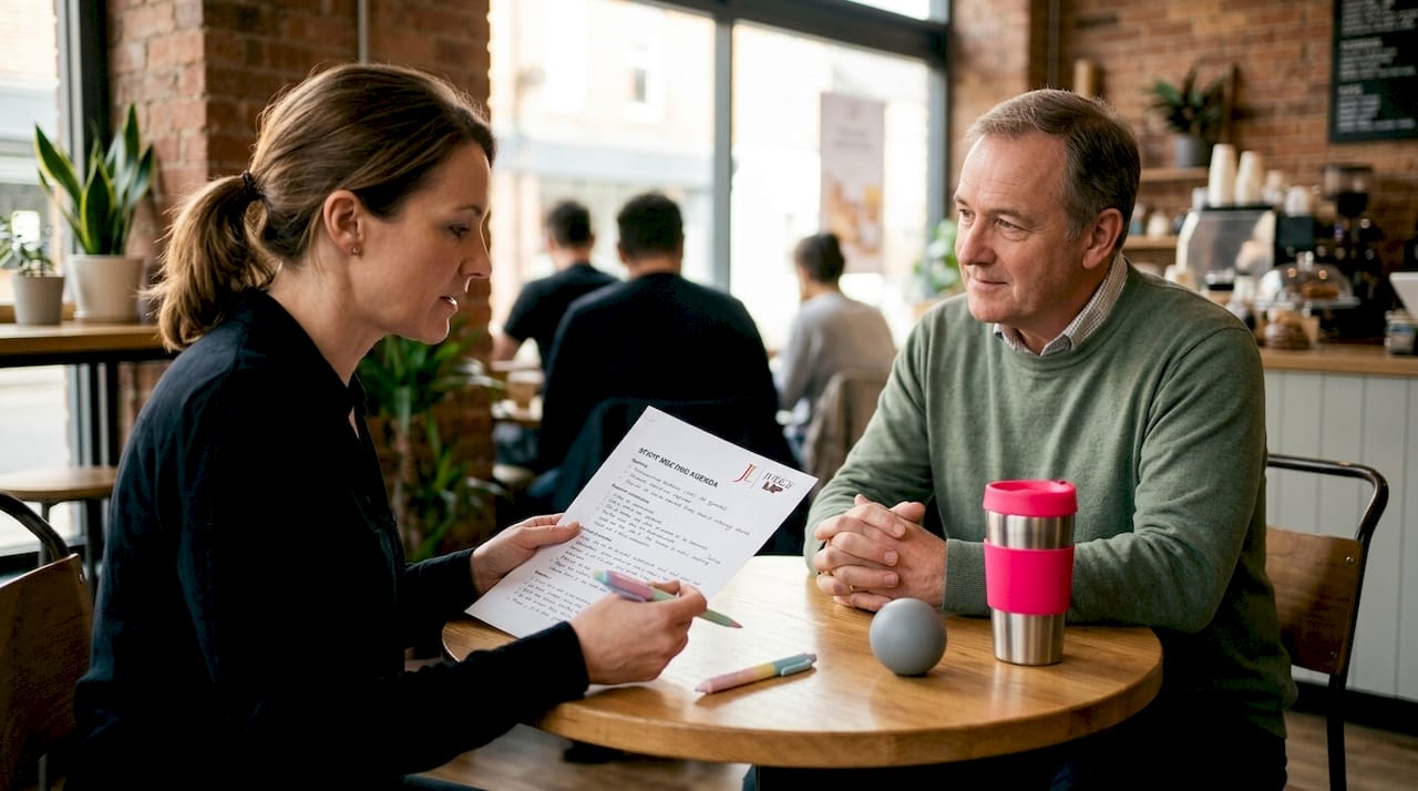 Manager and employee in redundancy consultation