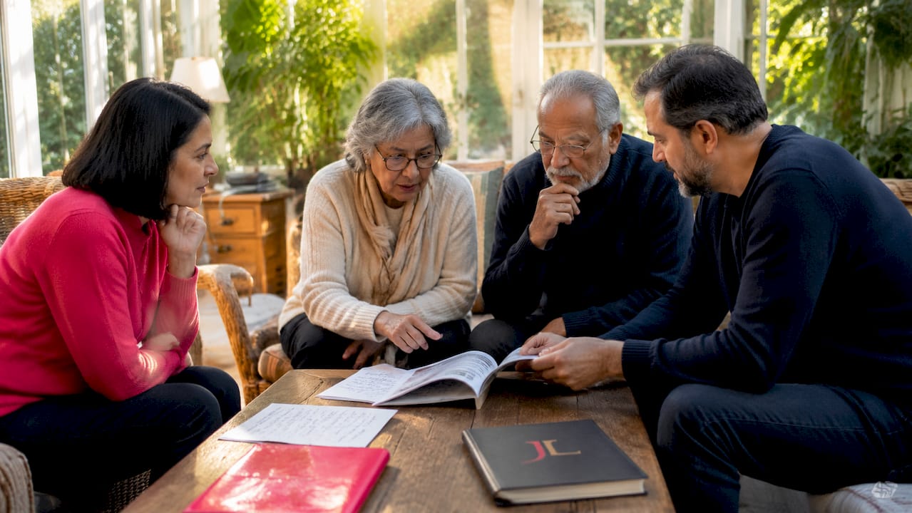 Family discussing intestate inheritance rules