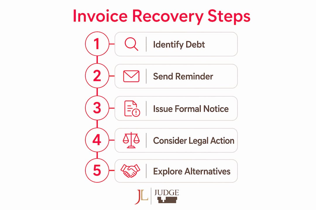 Infographic outlining invoice recovery steps