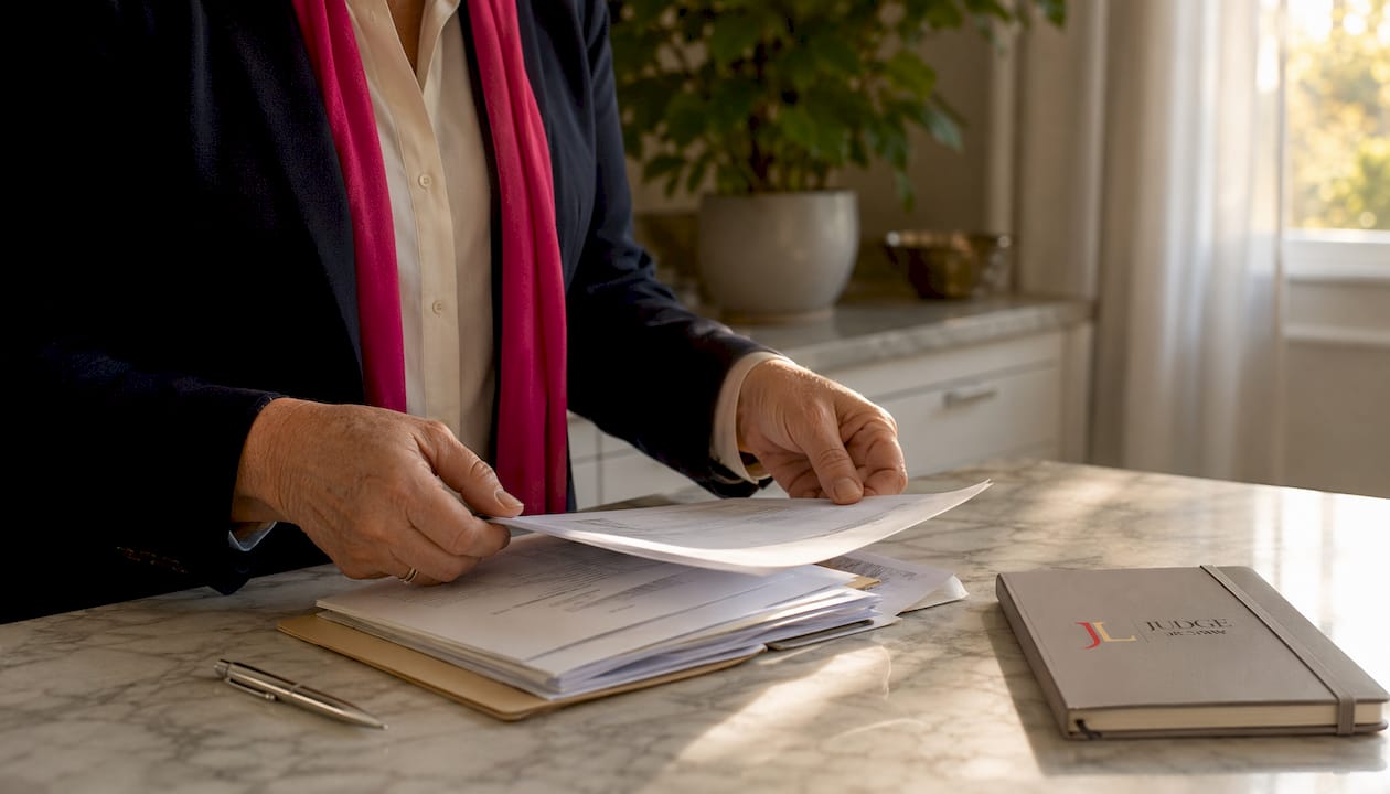 Solicitor's hands holding conveyancing documents
