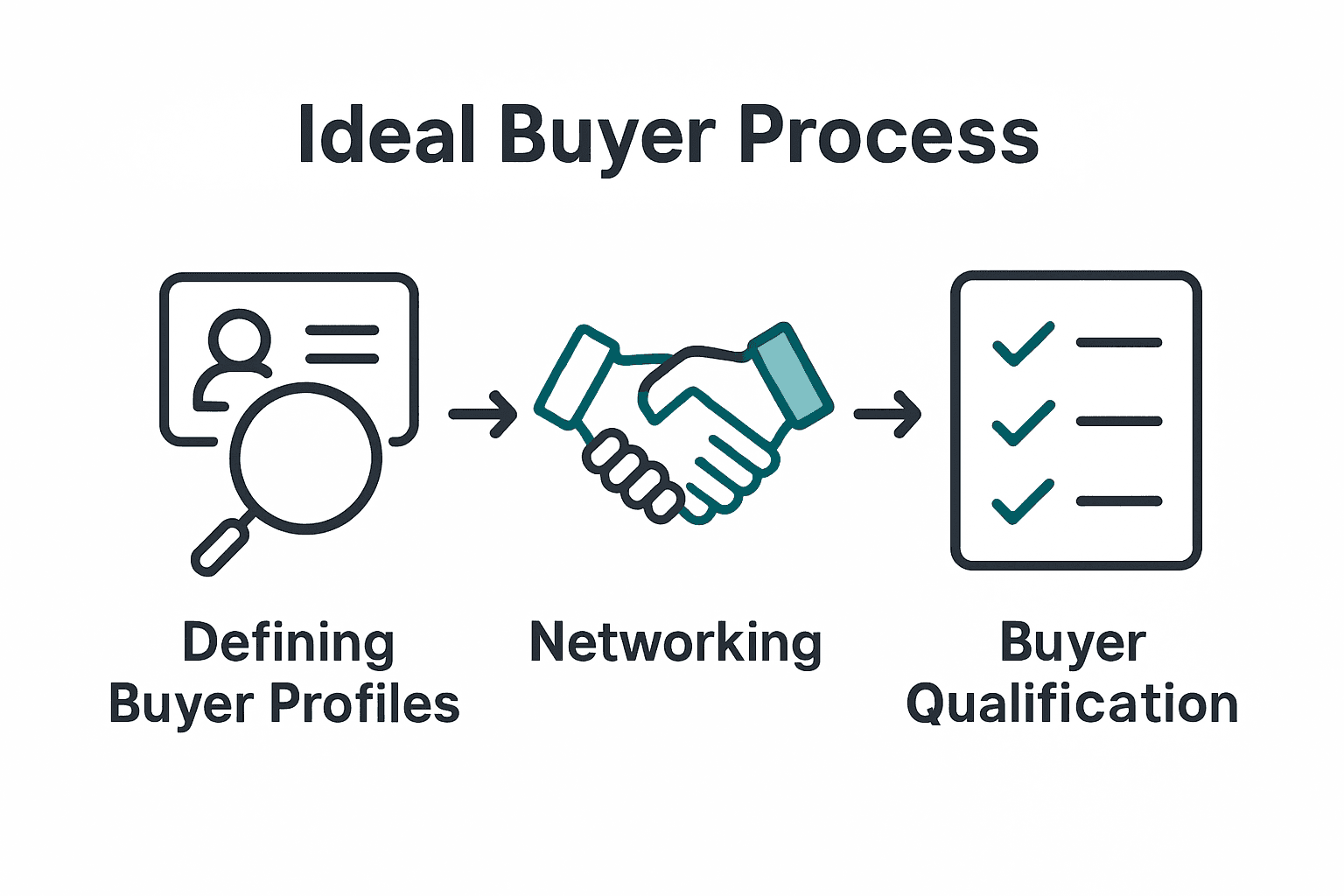 Yacht buyer acquisition steps: profile, network, qualify.