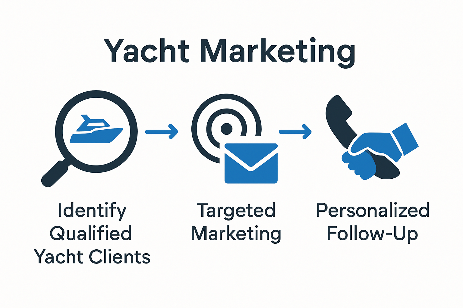 Infographic showing yacht client attraction steps