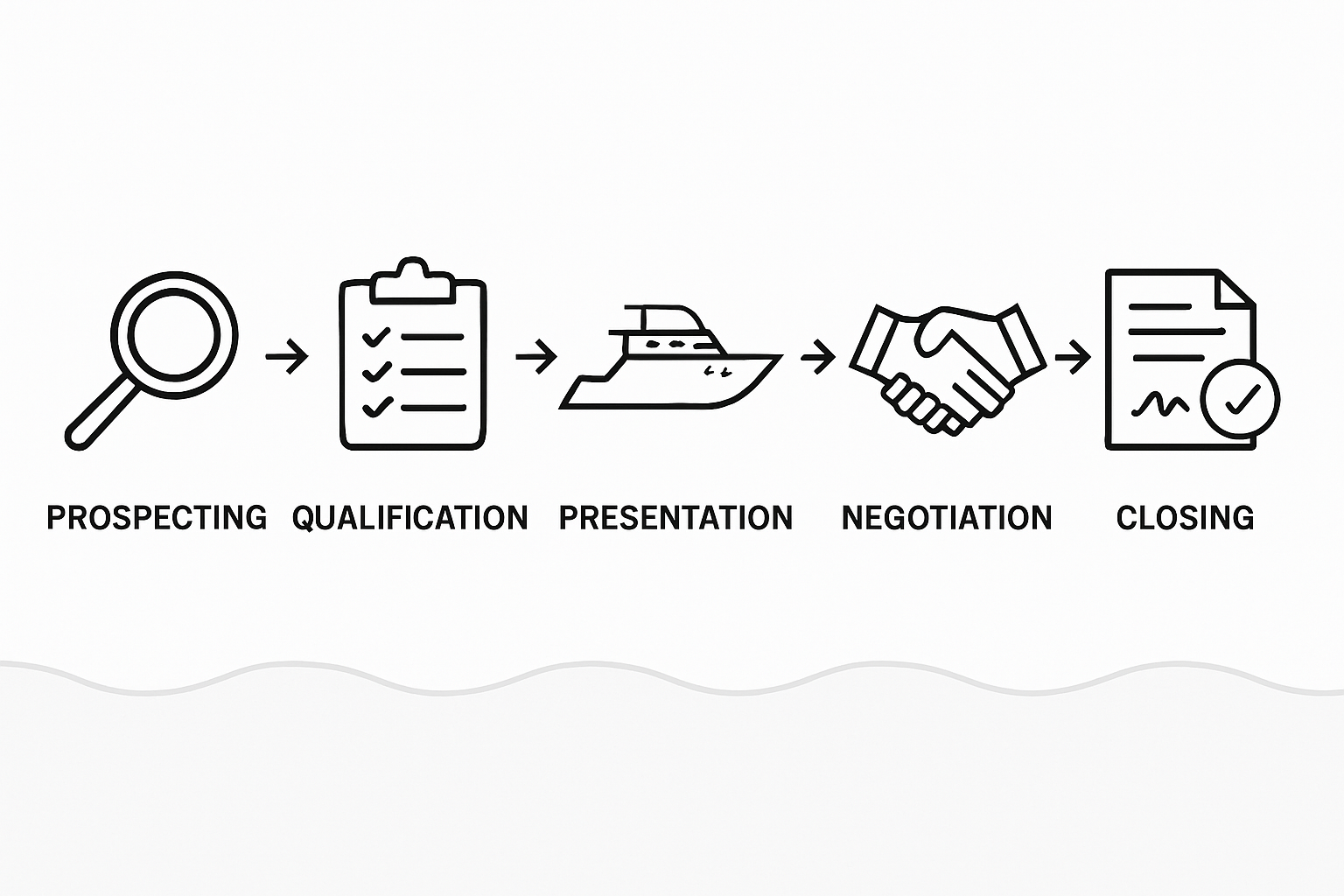 Infographic of yacht sales cycle stages