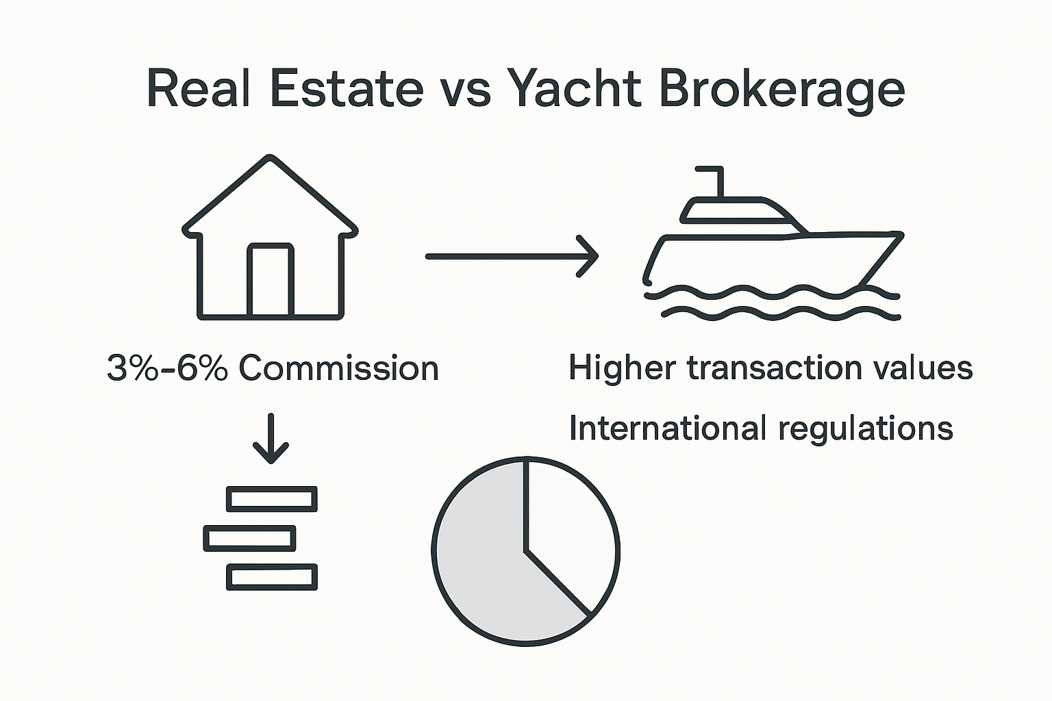Infographic comparing real estate and yacht brokerage