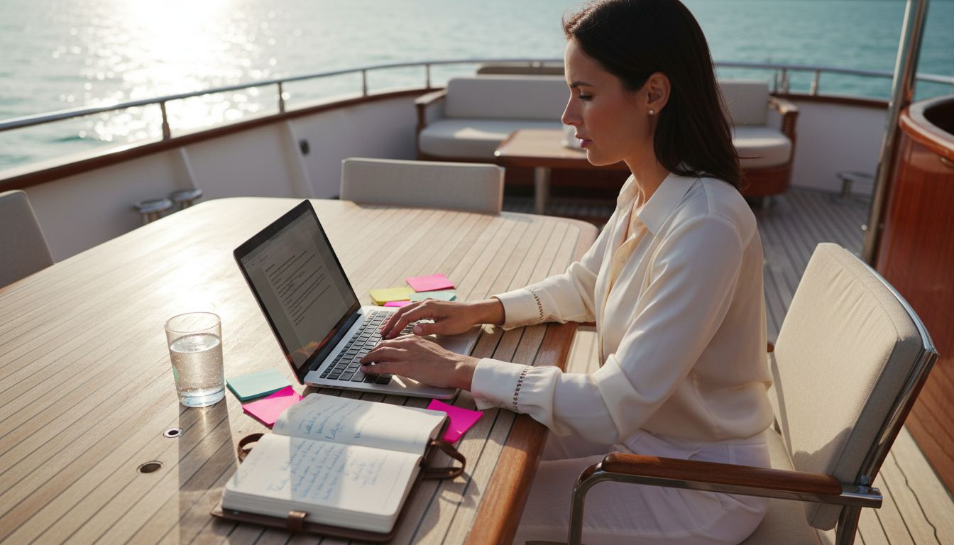 Writing personalized yacht client emails onboard