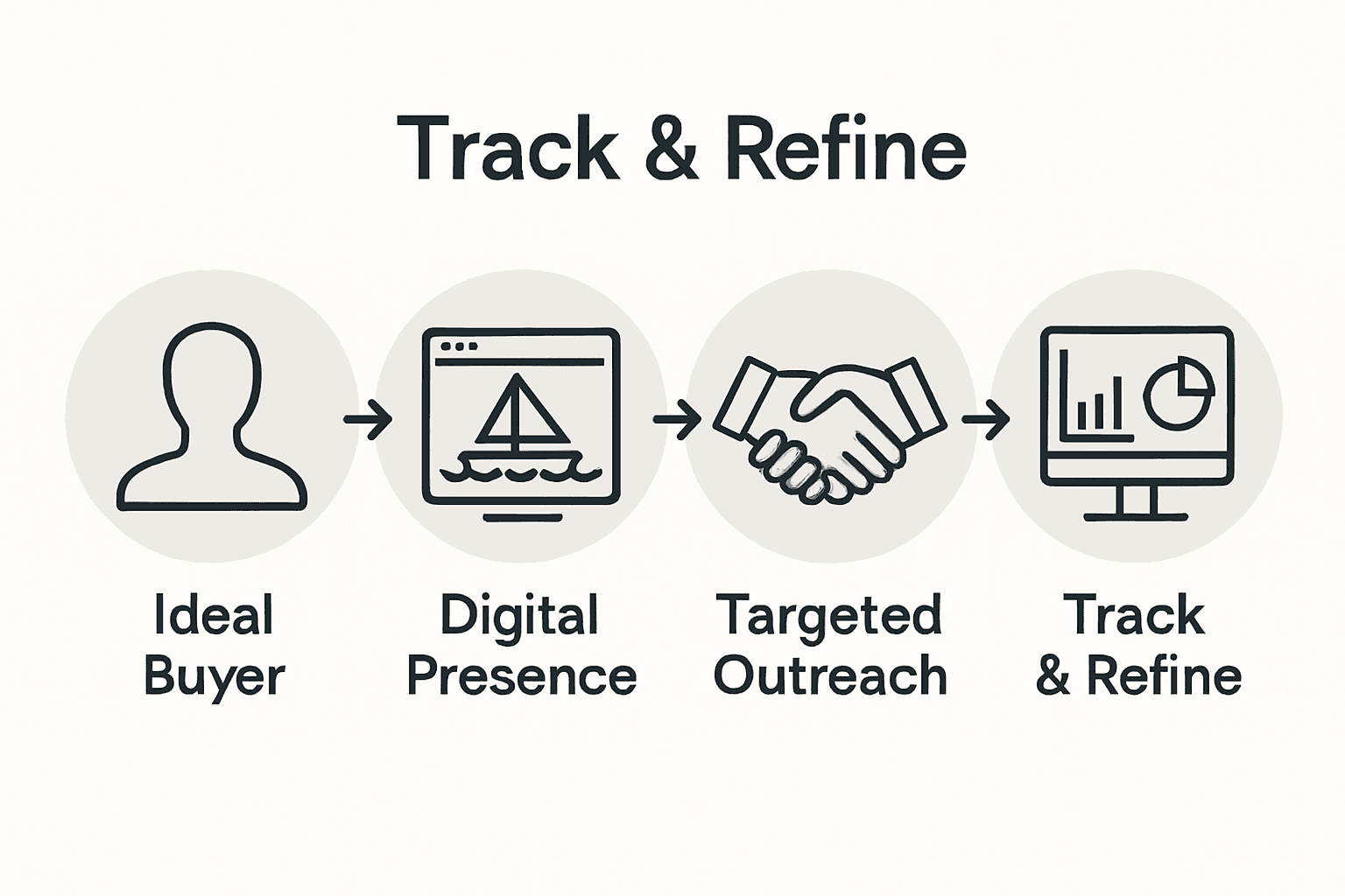 Infographic visualizing yacht broker lead generation steps