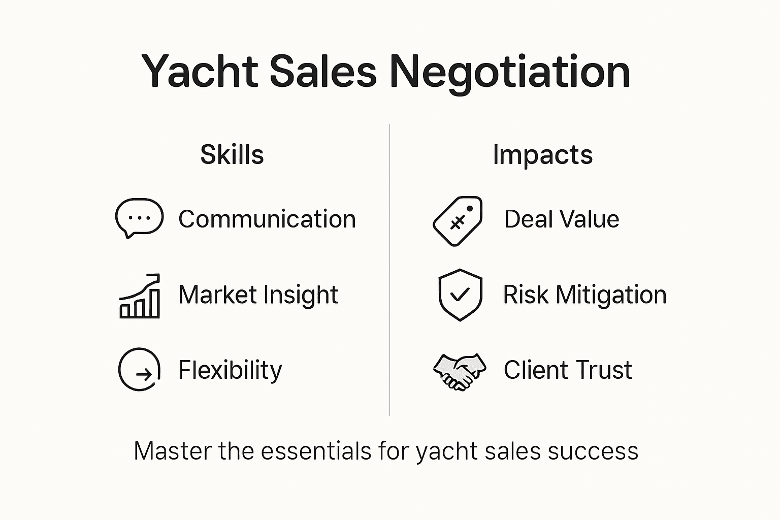 Infographic showing yacht sales negotiation factors