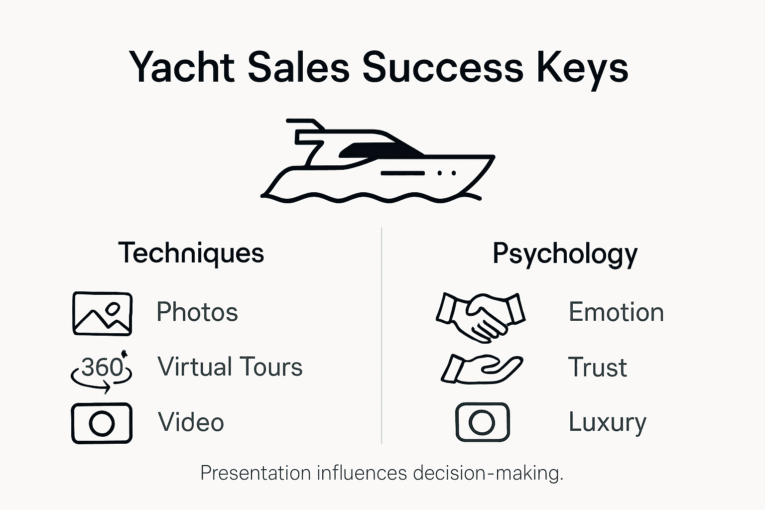 Infographic of yacht sales techniques and psychology