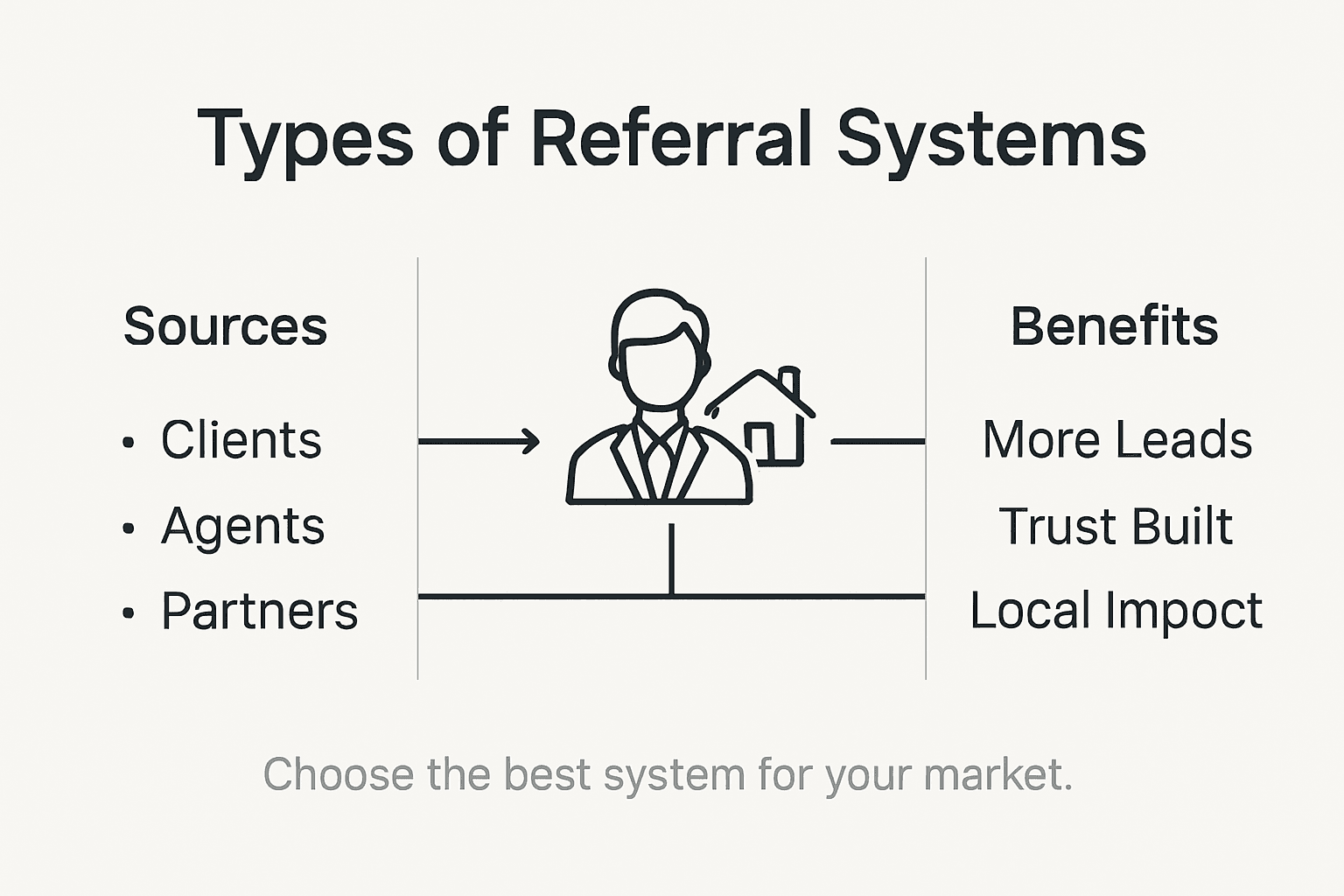 Infographic showing referral system types and benefits