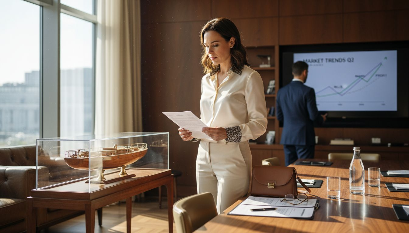 Brokers reviewing luxury transaction documents