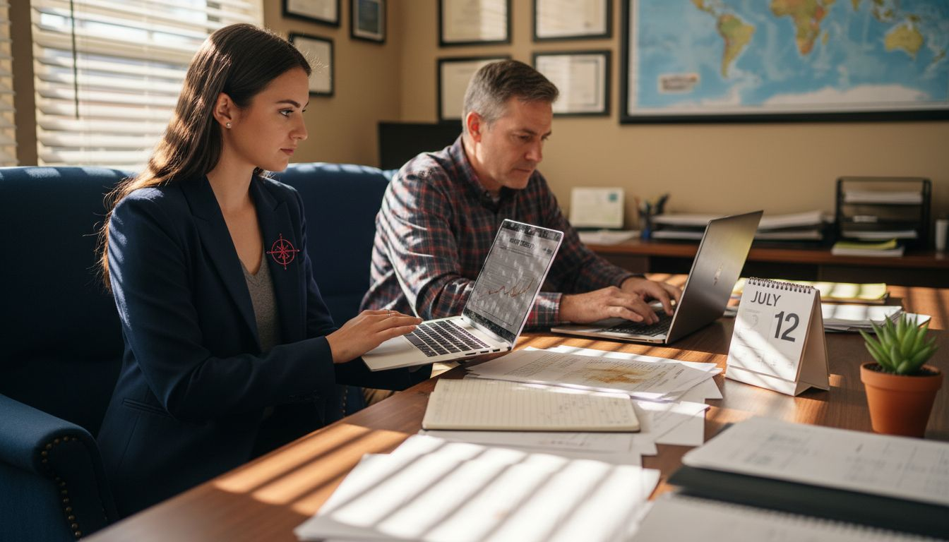 Buyer consulting with broker in meeting