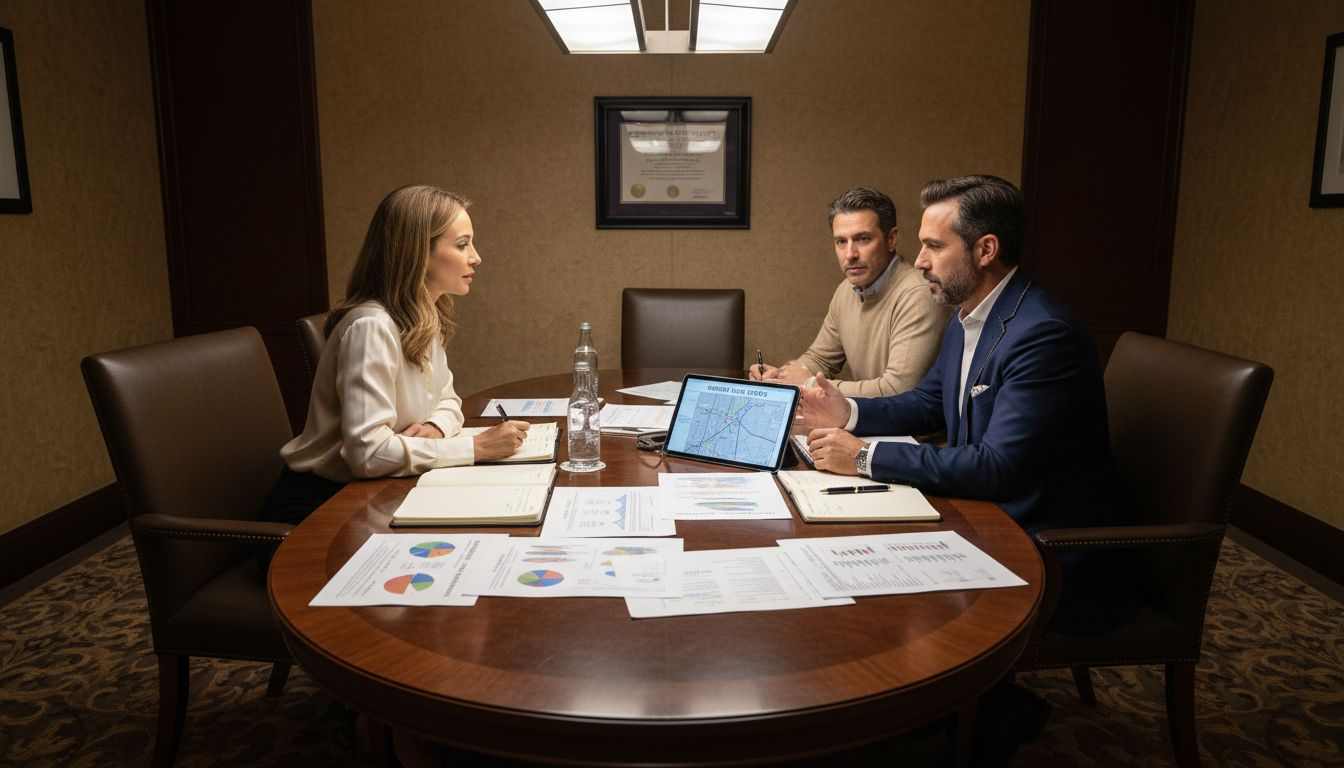 Brokers meeting with prospective clients