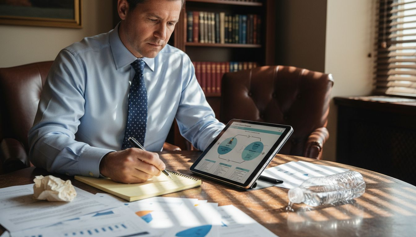 Broker analyzing client personas at table